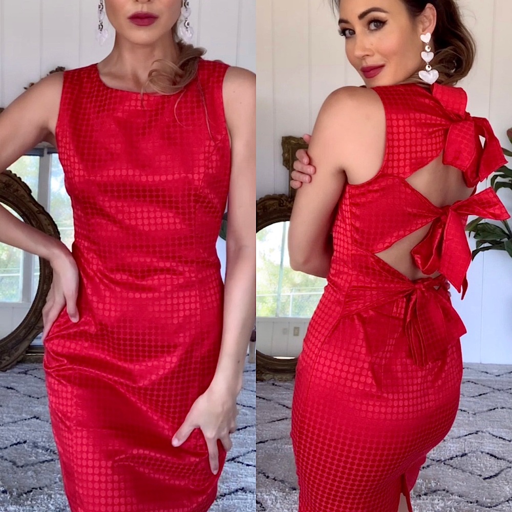 Lipstick red dress with open bow back 🌹🎀❤️
